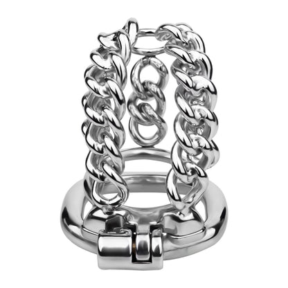 STEEL CHAIN CHASTITY CAGE - WITH BELT STRAP