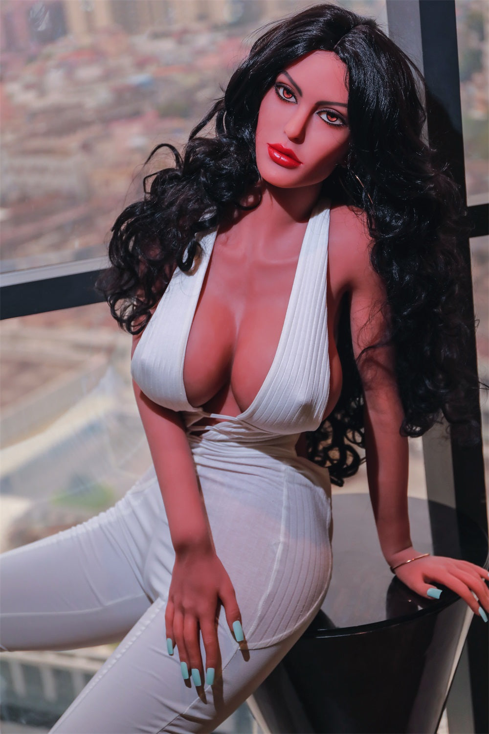 Big boobs TPE love doll 170cm brown hair realistic face