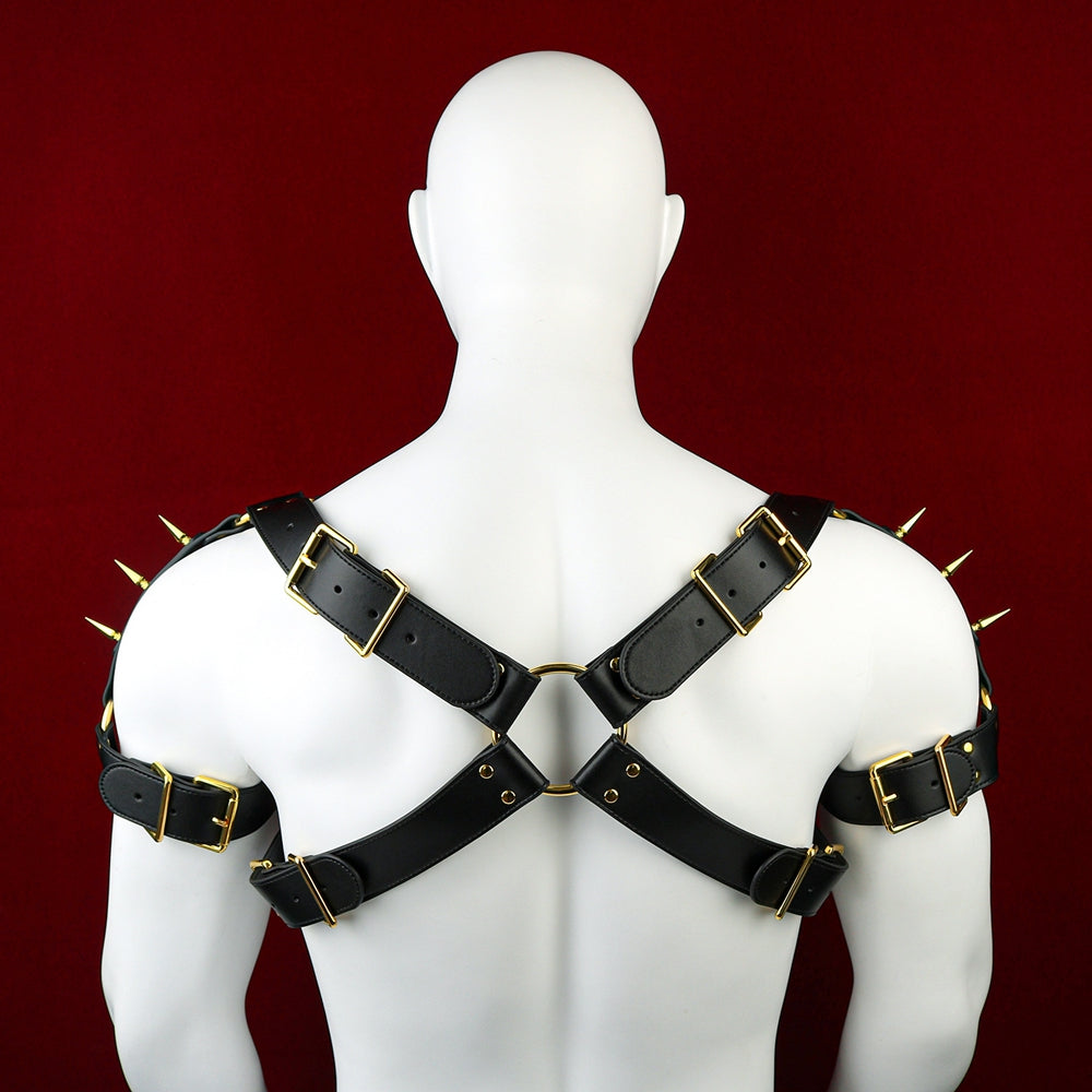 What does a cross restraint bondage harness for men look like?