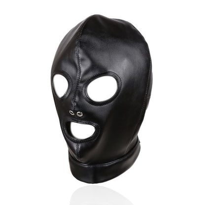 Fetish leather hood with open eye design