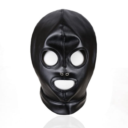 Open face fetish hood mask in PU leather