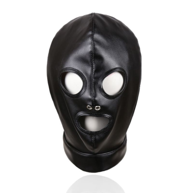 PU leather BDSM hood with eye mouth openings