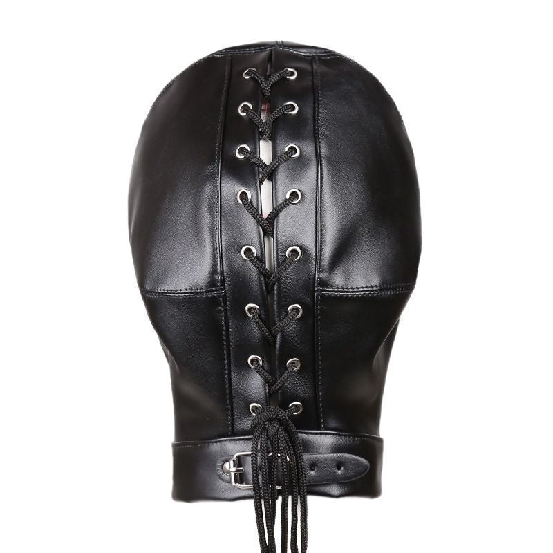 Sensory control PU leather bondage hood