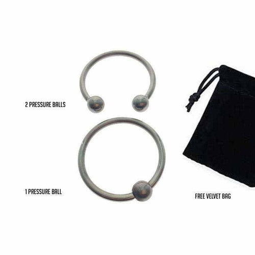 Set of 2 glans rings in velvet bag