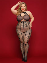 Load image into Gallery viewer, Plus Size Lace Jacquard Halter Lingerie-Bodystocking
