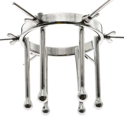 Metal BDSM spreader for vaginal and anal stimulation