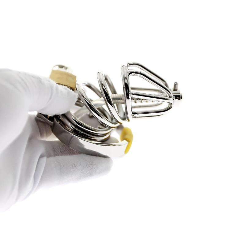 Advanced male chastity device with spout