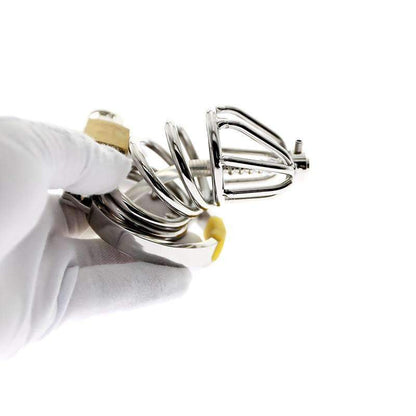 Advanced male chastity device with spout