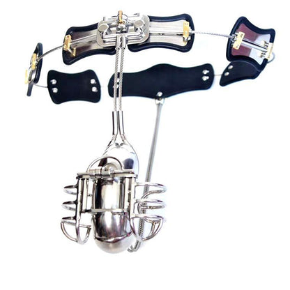 BDSM chastity device with link waist

