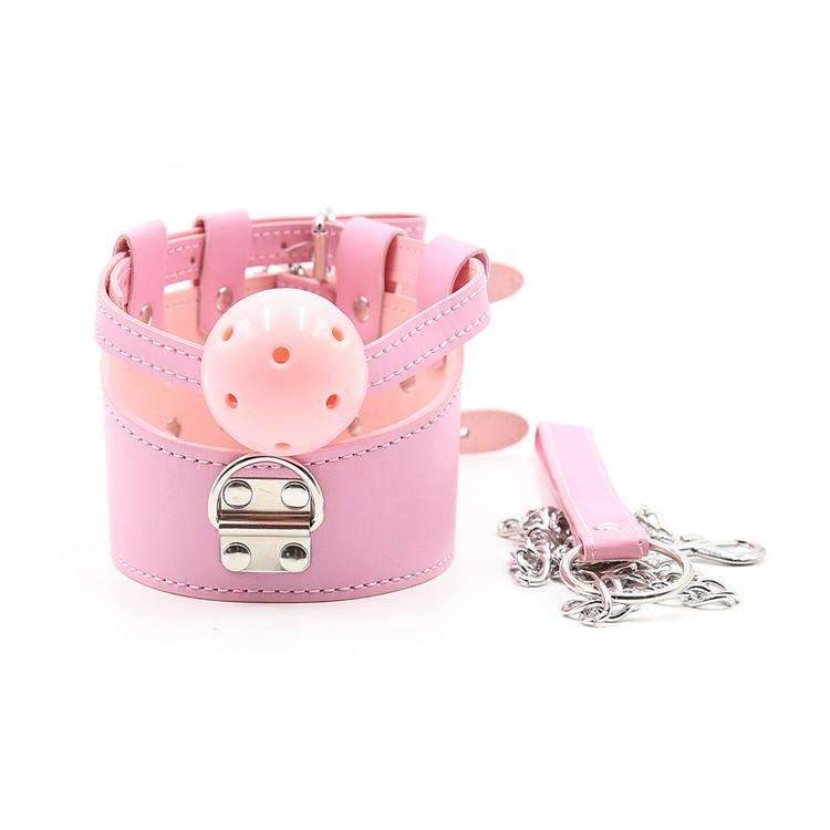 Breathable ball gag collar for bondage