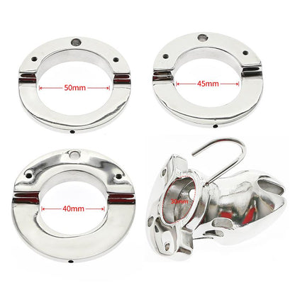 Extreme male chastity cage with ball stretcher