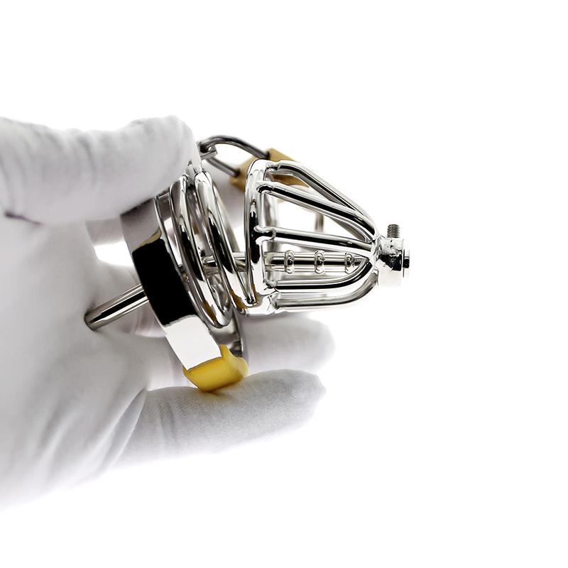 Chastity cage with spout for intense submission play