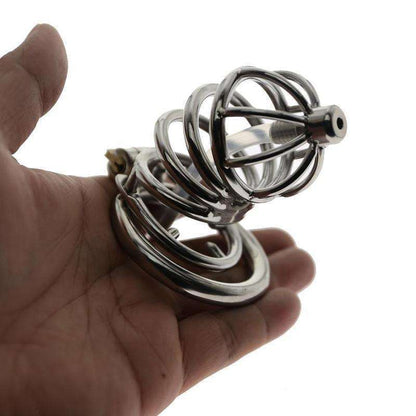 Integrated lock chastity cage for men