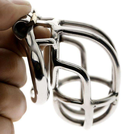 Comfortable male chastity device with curved ring