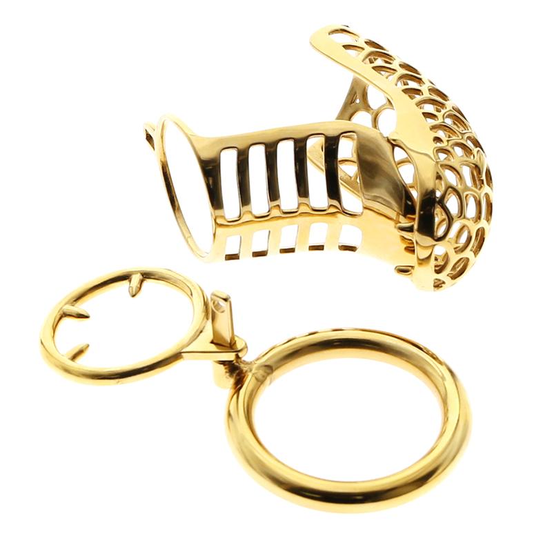 Designer gold chastity cage for submission