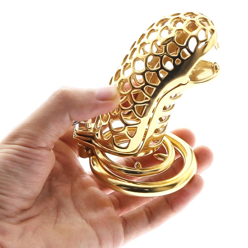 Dragon motif chastity device in 24K gold