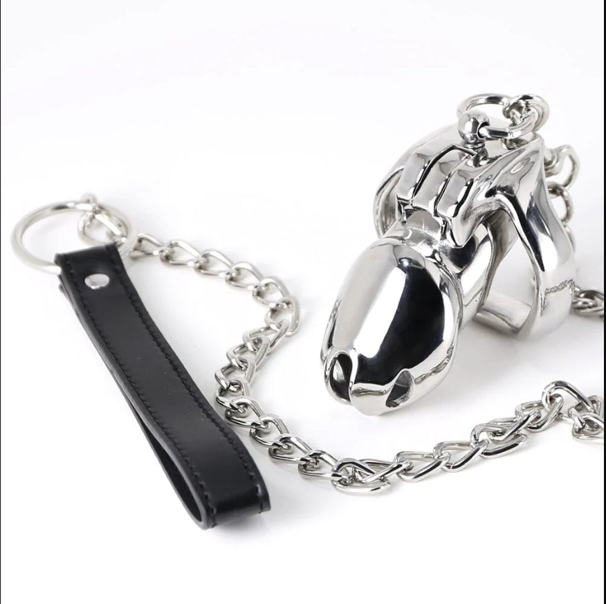 HTV4 Steel Chastity Cage with Chain – Ultimate Control