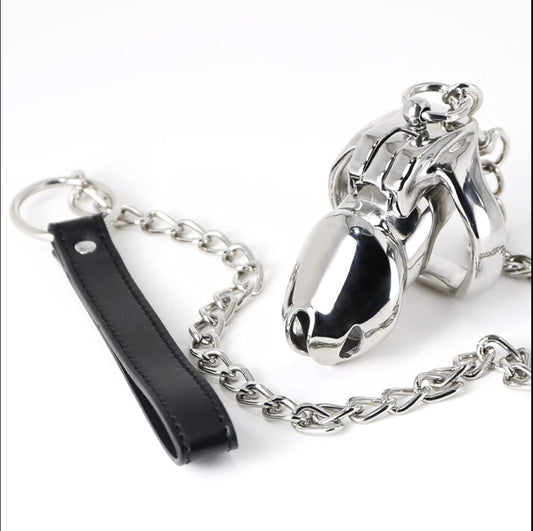 HTV4 Steel Chastity Cage with Chain – Ultimate Control