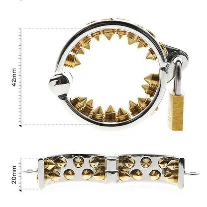 Lockable spiked cock cage with Kalis teeth inside
