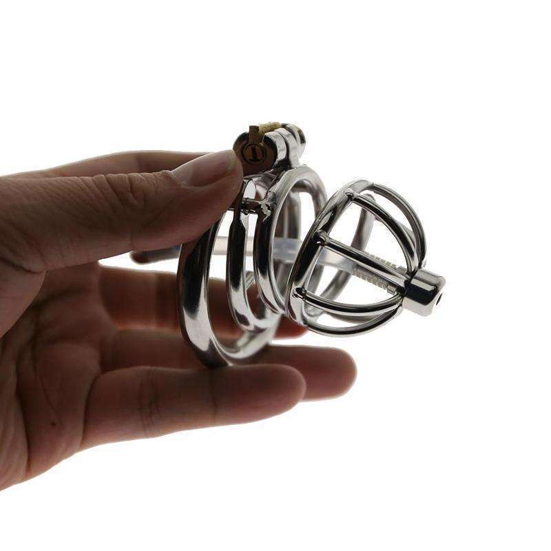 Male chastity cage with penis sound