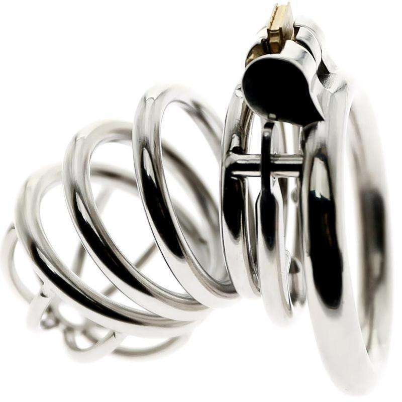 What is a male chastity cage with catheter option?