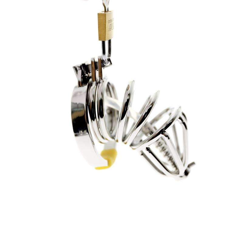 Urethral spout chastity cage for control