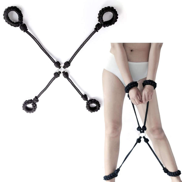 Shibari Rope Bondage Handcuffs + Ankle-cuffs Restraints / Braided BDSM Bondage gear / kinbaku Sex Toys -lovershop01