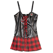 Load image into Gallery viewer, School Girl Sex Uniform Faux Leather and Plaid Skirt Lingerie

