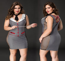 Load image into Gallery viewer, School Girl Sex Uniform Faux Leather and Plaid Skirt Lingerie
