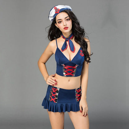 sex suit blue polyester sailor uniform outfit