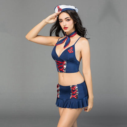 sex suit blue polyester sailor uniform outfit