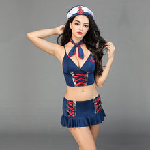 Load image into Gallery viewer, sex suit blue polyester sailor uniform outfit
