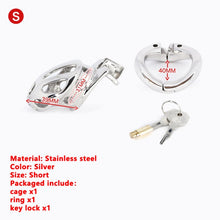 Load image into Gallery viewer, Male Chastity Device Stainless Steel Penis Cage Bird Metal Cock Ring Lock Slave BDSM Bondage Restraint Sex Toy Men Sex Toys -lovershop01
