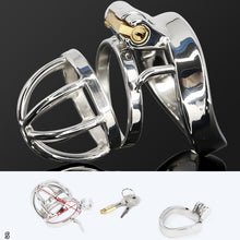 Load image into Gallery viewer, Male Stainless Steel Cock Cage Penis Ring Sleeve Chastity Device Belt with Catheter Spikes Lockable Adult Sex Toys for Men Sex Toys -lovershop01
