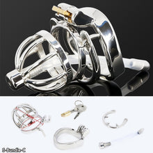 Load image into Gallery viewer, Male Stainless Steel Cock Cage Penis Ring Sleeve Chastity Device Belt with Catheter Spikes Lockable Adult Sex Toys for Men Sex Toys -lovershop01
