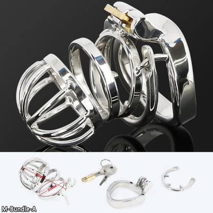 Male Stainless Steel Cock Cage Penis Ring Sleeve Chastity Device Belt with Catheter Spikes Lockable Adult Sex Toys for Men Sex Toys -lovershop01