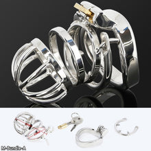 Load image into Gallery viewer, Male Stainless Steel Cock Cage Penis Ring Sleeve Chastity Device Belt with Catheter Spikes Lockable Adult Sex Toys for Men Sex Toys -lovershop01
