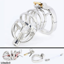 Load image into Gallery viewer, Male Stainless Steel Cock Cage Penis Ring Sleeve Chastity Device Belt with Catheter Spikes Lockable Adult Sex Toys for Men Sex Toys -lovershop01
