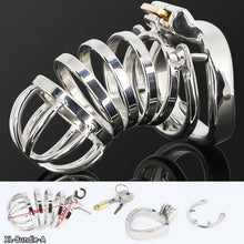 Load image into Gallery viewer, Male Stainless Steel Cock Cage Penis Ring Sleeve Chastity Device Belt with Catheter Spikes Lockable Adult Sex Toys for Men Sex Toys -lovershop01
