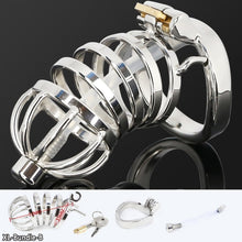 Load image into Gallery viewer, Male Stainless Steel Cock Cage Penis Ring Sleeve Chastity Device Belt with Catheter Spikes Lockable Adult Sex Toys for Men Sex Toys -lovershop01
