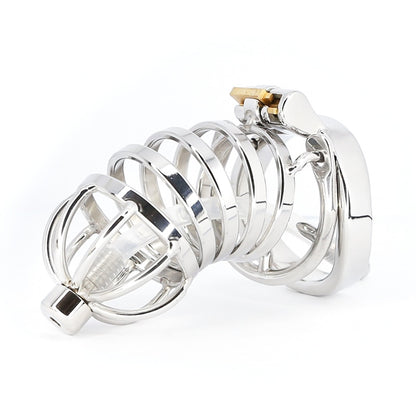 Male Stainless Steel Cock Cage Penis Ring Sleeve Chastity Device Belt with Catheter Spikes Lockable Adult Sex Toys for Men Sex Toys -lovershop01