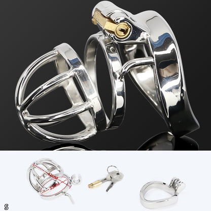Male Stainless Steel Cock Cage Penis Ring Sleeve Chastity Device Belt with Catheter Spikes Lockable Adult Sex Toys for Men Sex Toys -lovershop01