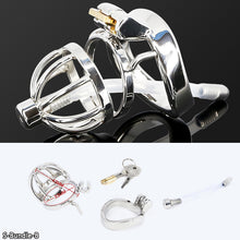 Load image into Gallery viewer, Male Stainless Steel Cock Cage Penis Ring Sleeve Chastity Device Belt with Catheter Spikes Lockable Adult Sex Toys for Men Sex Toys -lovershop01

