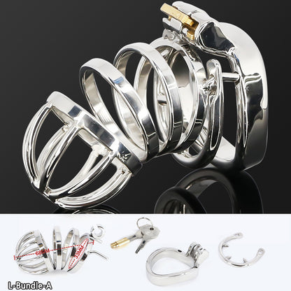 Male Stainless Steel Cock Cage Penis Ring Sleeve Chastity Device Belt with Catheter Spikes Lockable Adult Sex Toys for Men Sex Toys -lovershop01