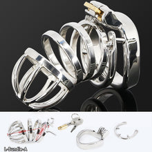 Load image into Gallery viewer, Male Stainless Steel Cock Cage Penis Ring Sleeve Chastity Device Belt with Catheter Spikes Lockable Adult Sex Toys for Men Sex Toys -lovershop01
