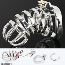 Load image into Gallery viewer, Male Stainless Steel Cock Cage Penis Ring Sleeve Chastity Device Belt with Catheter Spikes Lockable Adult Sex Toys for Men Sex Toys -lovershop01

