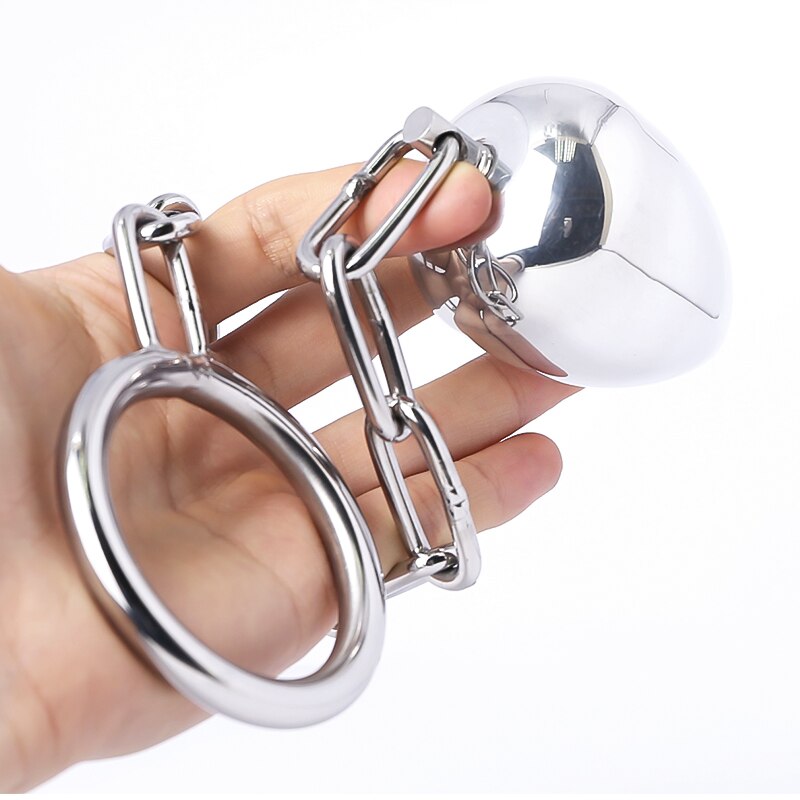 Anal Plug with Cock Ring Male Penis Ring Chastity Device Sex Toys -lovershop01