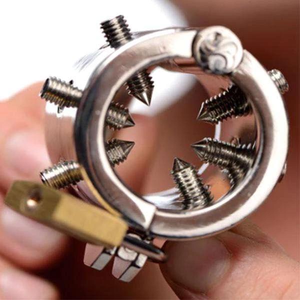 LOCKING SPIKED BALL STRETCHER CBT FOR BALLS AND PENIS CHASTITY DEVICE Sex Toys -lovershop01