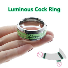 Load image into Gallery viewer, Stainless Steel Luminous Cock Ring Chastity Devices Sex Toys -lovershop01

