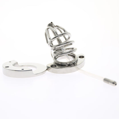 2-IN-1 BALL STRETCHER COCK CAGE WITH CATHETER Chastity Cage Sex Toys -lovershop01